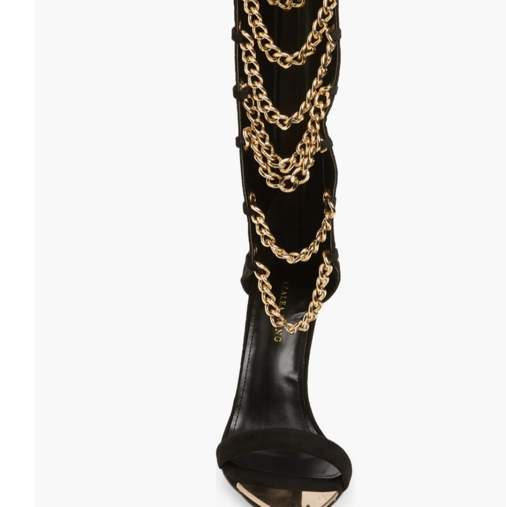 Knee high open toe chain sandals